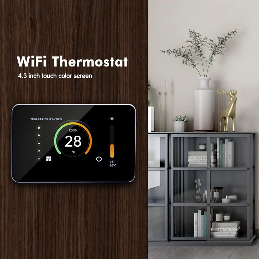 Qiumi WLAN-Raumthermostat mit 4,3-Zoll Touchscreen in Schwarz zur Steuerung deiner elektrischen Fußbodenheizung - Bild 3