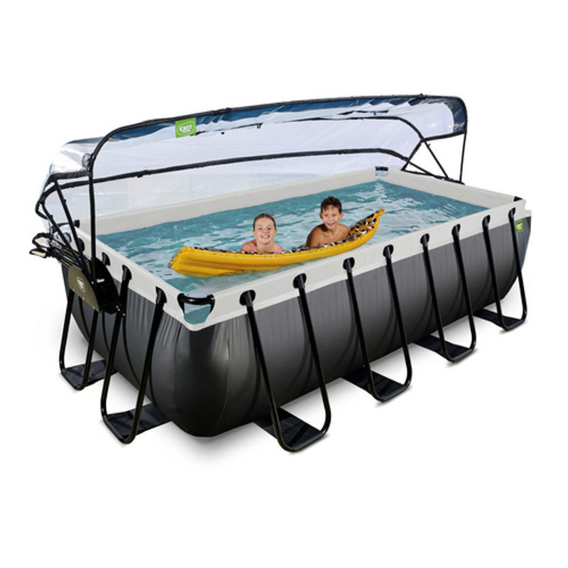 EXIT Black Leather Pool Schwarz mit Sandfilterpumpe und Abdeckung B/T/H: 400 x 200 x 100 cm - Bild 2