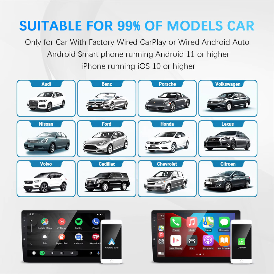Ezonetronics Kabelloser CarPlay und Android Auto 2 in 1 Adapter in Schwarz für werkseitig verkabelte Autos - Bild 6