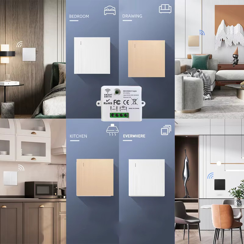 Szaoju Smart RF 433 MHz Wandpanel mit Fernbedienung und Mini Relais Empfänger für LED Licht Schalter, Weiß - Bild 4