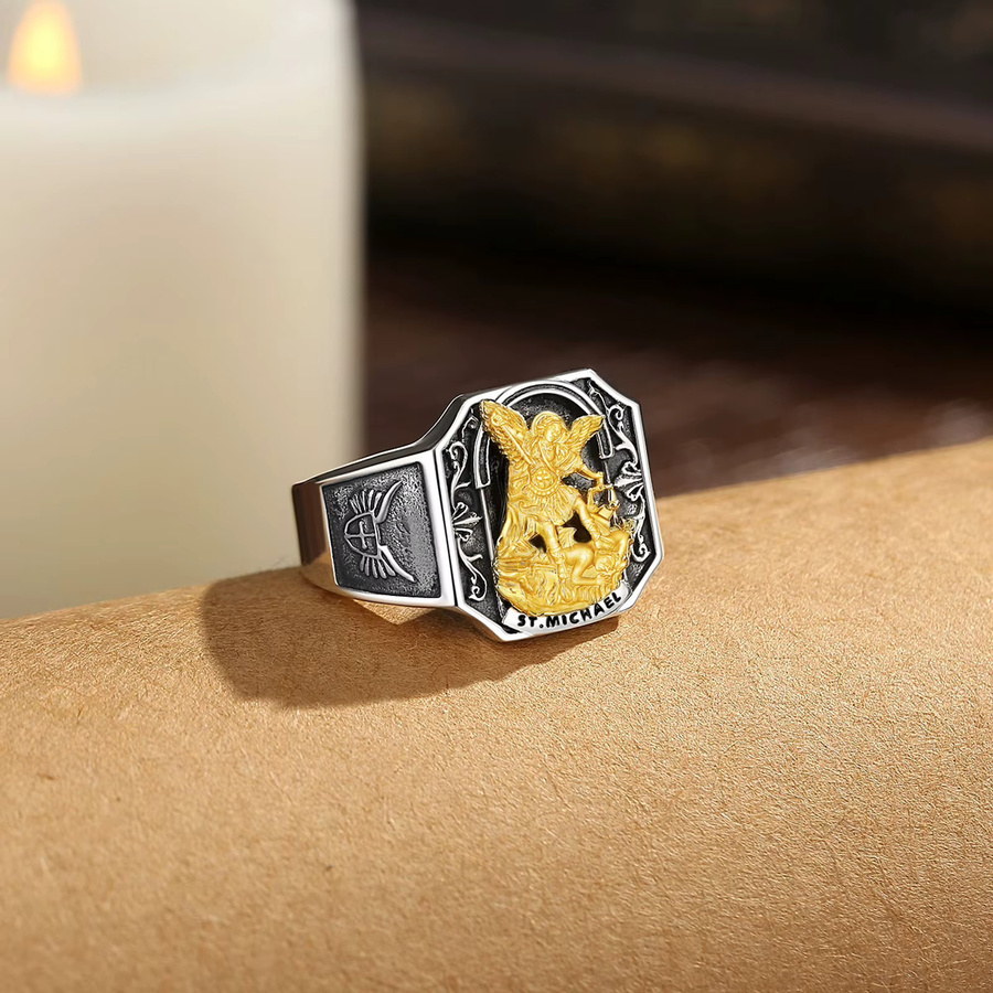 Eudora Saint Michael Ring, 925 Silber, Herren, Vintage - Bild 3