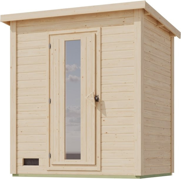 Karibu Saunahaus Melo 1 naturbelassen mit 9 kW Ofen und integrierter Steuerung - Bild 1
