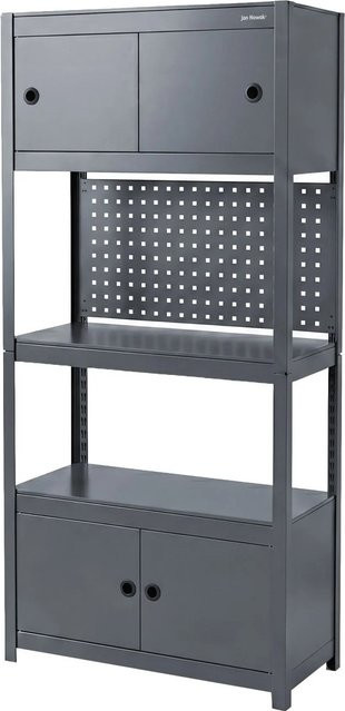 JAN NOWAK Metallregal JOHNNY mit Schränken aus pulverbeschichtetem Stahl, Anthrazit, Höhe: 180 cm, Breite: 80 cm, Tiefe: 42 cm - Bild 1