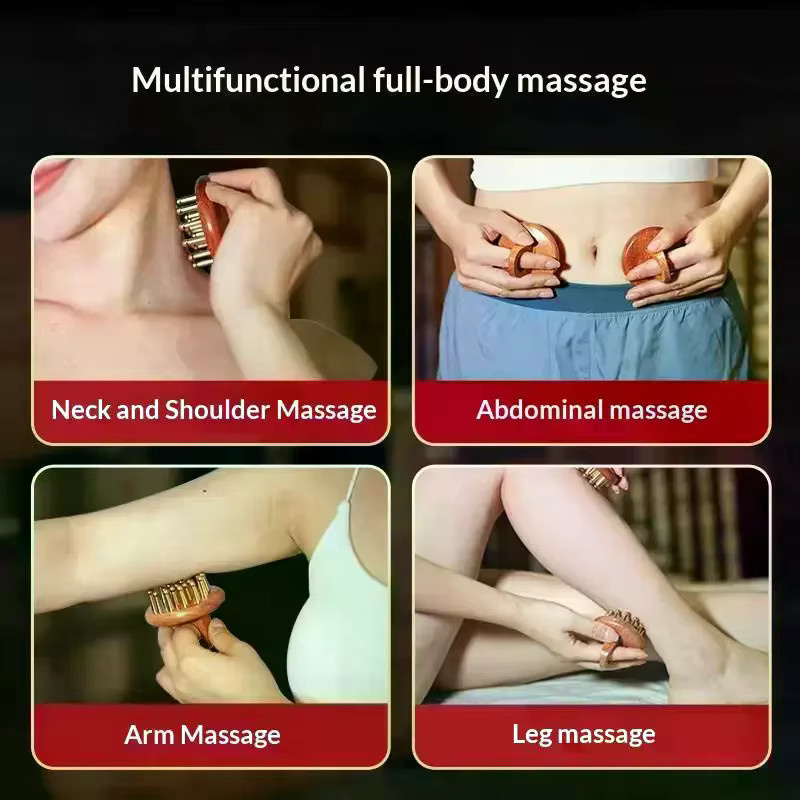 KuZHEN Massagebürste aus Messing mit Holzgriff, Unisex - Bild 2