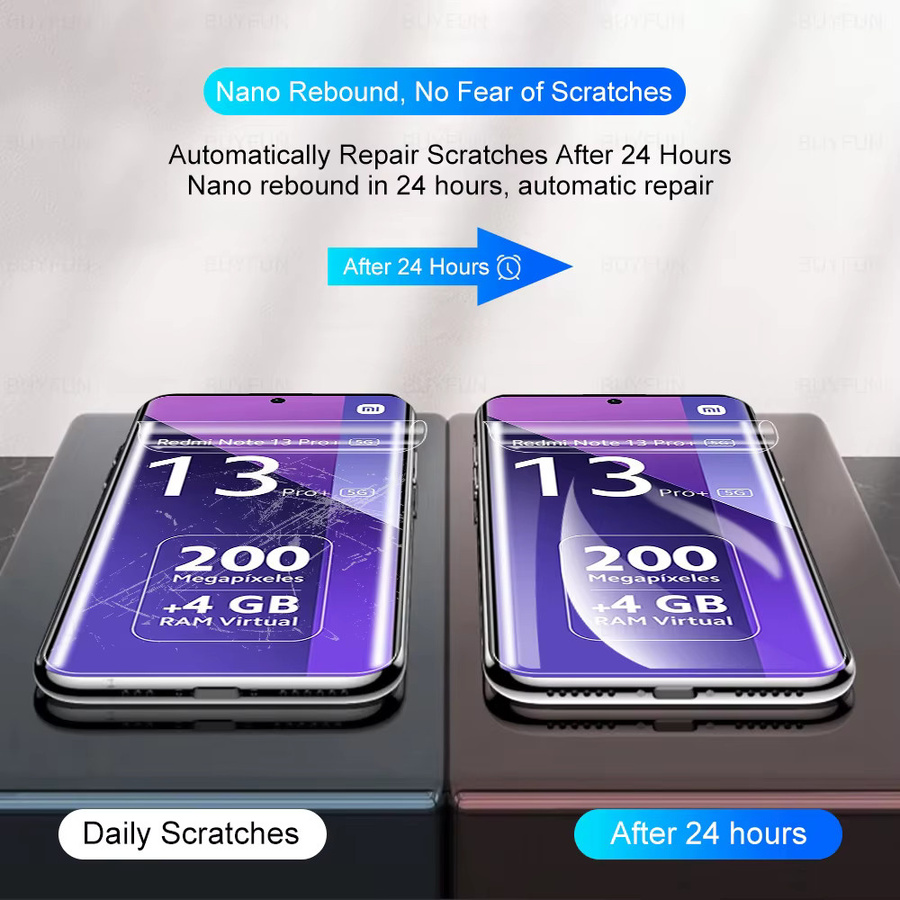 6in1 Hydrogel-Displayschutz und Linsenschutz für Xiaomi Redmi Note 13 14 15 Pro+ 5G, transparent - Bild 5