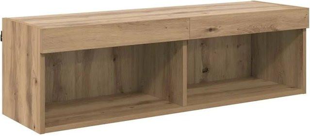 vidaXL TV-Wandschrank Panama in Artisan-Eiche, modern mit integrierter Beleuchtung und Regalen, Farbe Braun, B/T/H: 100 x 30 x 30 cm - Bild 1