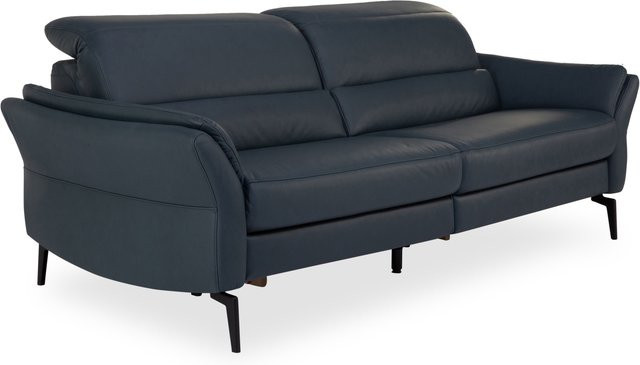 3-Sitzer Sofa MONDO MIMAS in Grau und Blau mit Lederbezug und Armlehnen, B/T/H: 216 x 107 x 93 cm - Bild 1