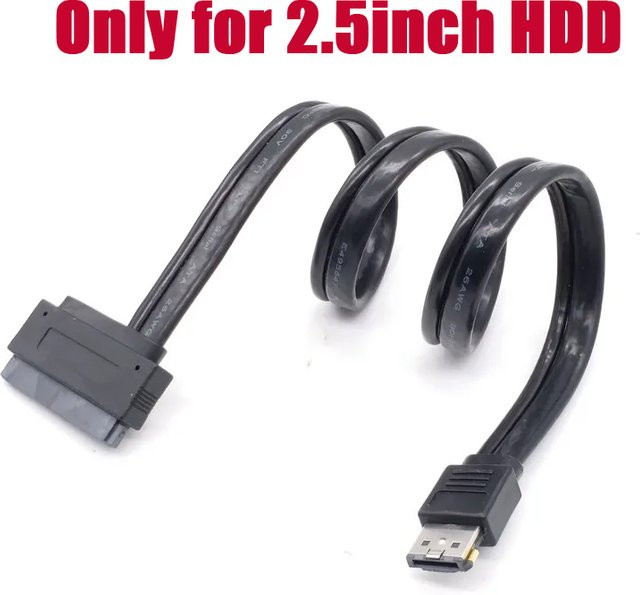 OULLX ESATA-Kabel USB 12V 5V Combo zu 22-Pin SATA-Adapter für 2,5-Zoll-Festplatten, Schwarz - Bild 1