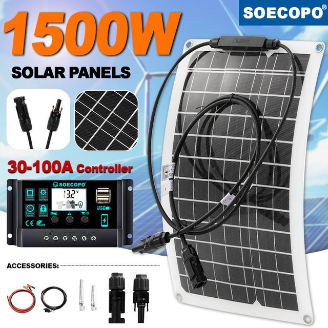 SOECOPO Flexibles Solarpanel mit Smart Controller Kit in Schwarz für Wohnmobile, Boote und Grid-Nutzung - Bild 1
