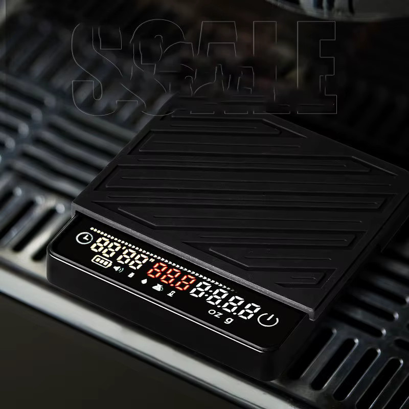 JUSTINLAU Smarte Kaffeewaage in Schwarz mit Durchflussmessung, digitalem Display und Timer-Funktion für Pour-Over und Espresso - Bild 3