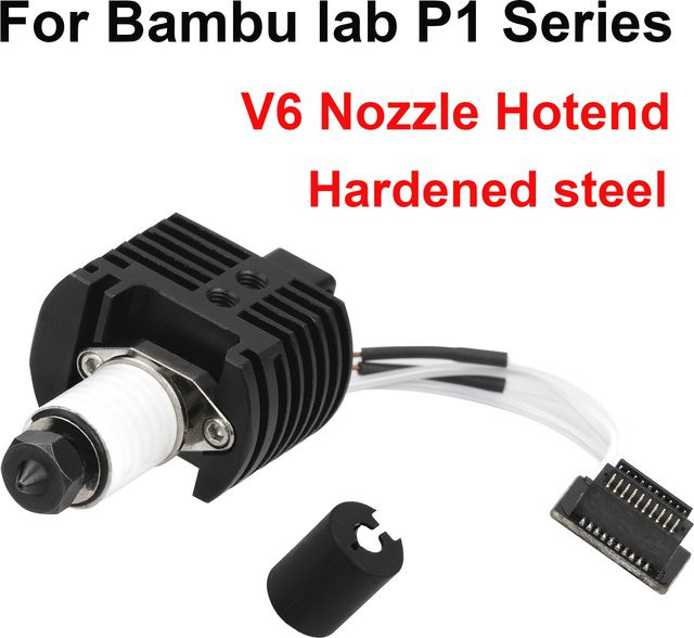 Bambu Lab Upgrade-Hotend-Kit für P1P und P1S mit Bimetall-Hals, Thermistor und gehärteter Stahldüse in Schwarz - Bild 1