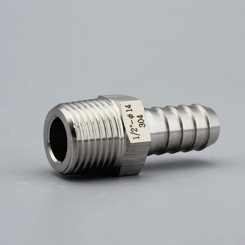 AW Edelstahl-Stecker auf Schlauchanschlüsse aus 304 Edelstahl in Silber mit Widerhakengewinde und BSPT-Verbindung - Bild 3