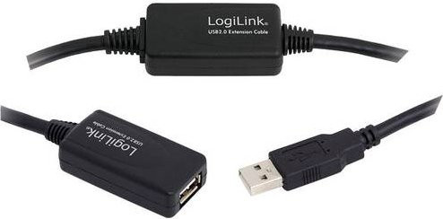 LogiLink USB 2.0 Kabel mit USB-A Stecker und USB-A Buchse, Schwarz, 20,00 m - Bild 1
