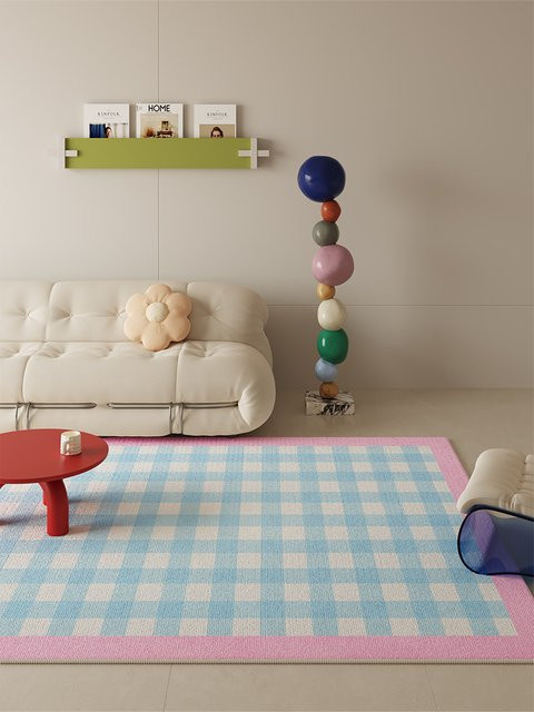 VIKAMA Plaid Teppich in Creme und Multicolour, moderner rechteckiger Bodenmatte für Wohnzimmer und Schlafzimmer, waschbar - Bild 1