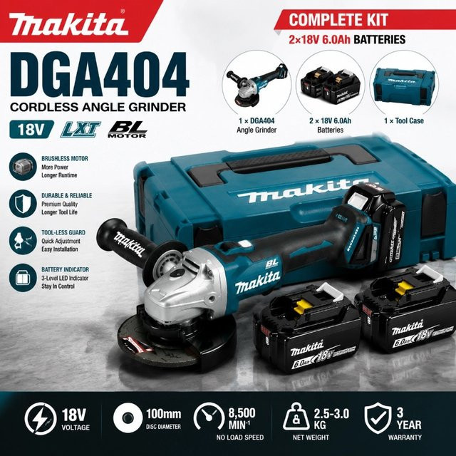 Makita DGA404 18V Akku-Winkelschleifer mit bürstenlosem Motor und 125 mm Scheibendurchmesser - Bild 1