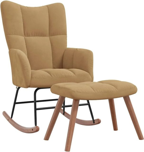 vidaXL Schaukelstuhl mit Hocker aus Samt in Braun mit modernem Design und integriertem Fußhocker - Bild 1