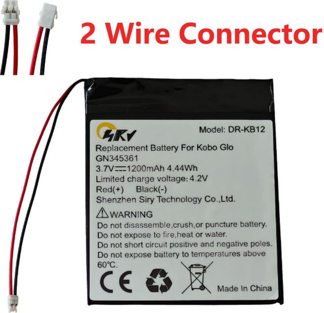 SIRYAKKU Wiederaufladbarer Li-Polymer Li-Ionen-Akku für Kobo Glo N613 E-Book-Reader, 3,7 V, 1200 mAh, Schwarz - Bild 1