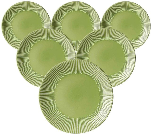 Ritzenhoff & Breker Dessertteller Banda aus Steinzeug, Grün, 6er Set, Durchmesser: 21 cm - Bild 1