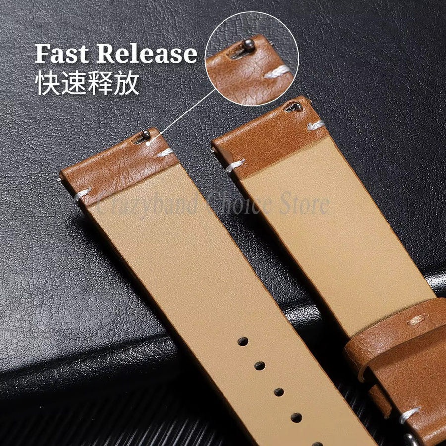 Uhrenarmband Leder, Ölwachs-Leder, Schwarz, Herren - Bild 3