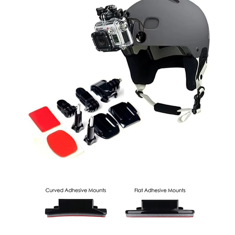 EXSKOF Helm Mount Adapter mit J-Haken Basis und Schraube für GoPro Hero 13 12 11 10 9, AKASO, SJCAM, Insta360 und DJI Osmo Action Kameras, Schwarz - Bild 3