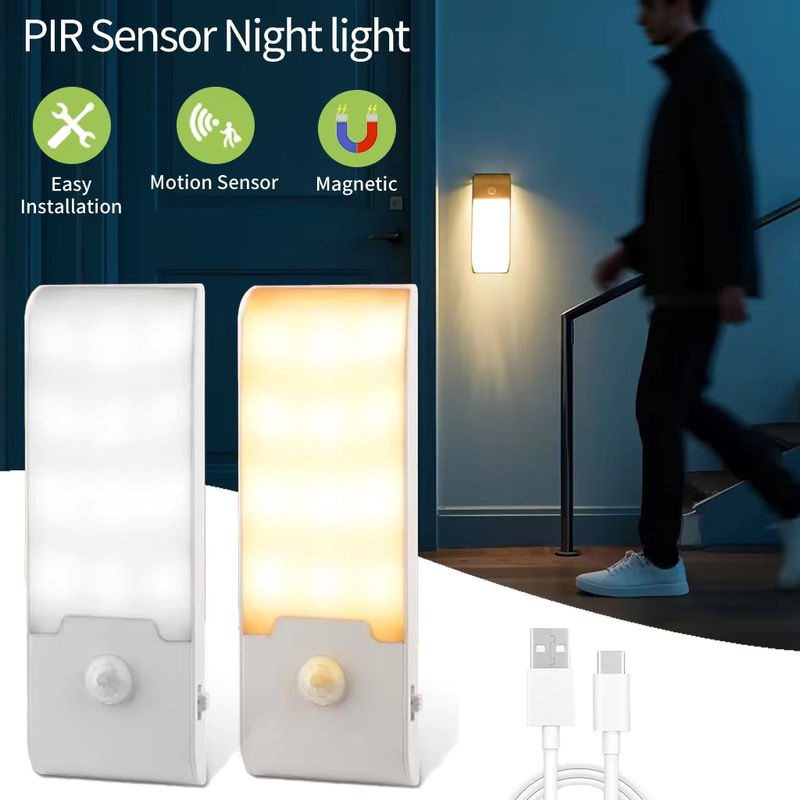 GGBEE LED Nachtlicht mit PIR Bewegungssensor, wiederaufladbare magnetische Schranklampe in Warmweiß, Farbe: Weiß - Bild 2