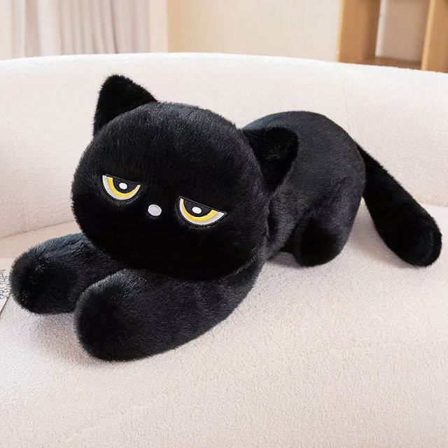 Yiran Health & Beauty Katze Puppe, Plüschtier, Schwarz Grau, ab 14 Jahren - Bild 1