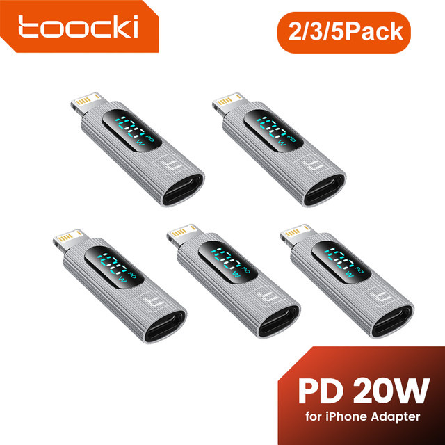 Toock USB-C auf Lightning Adapter OTG Konverter mit PD 20W Schnellladung und LED-Anzeige für iPhone und iPad - Bild 1