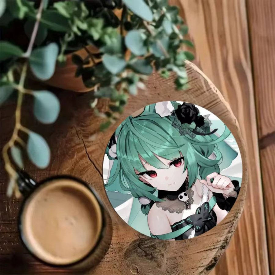 Hololive VTuber Uruha Rushia Anime Untersetzer aus Holz, rund, mehrfarbig, Durchmesser: 10 cm - Bild 4