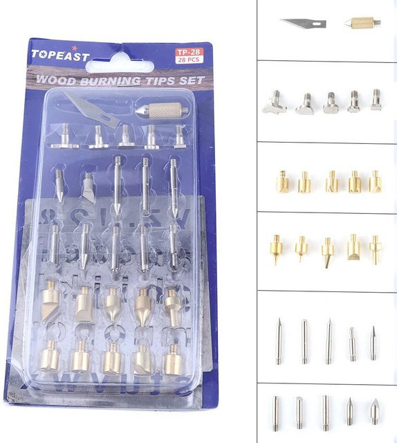 DIYelecs Brandmalerei Lötspitzen Set mit Alphabet, Zahlen und Symbolen in Silber und Messing - Bild 1