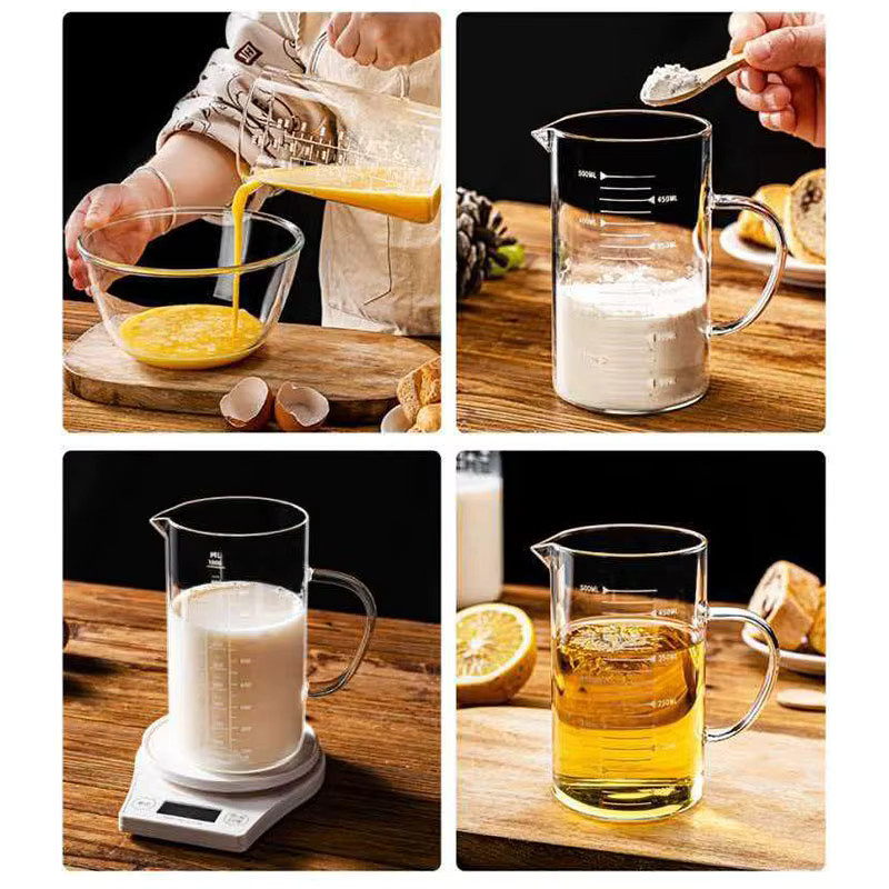 YWDL Glas-Messbecher mit Deckel und Griff, transparent, 250 ml - Bild 3
