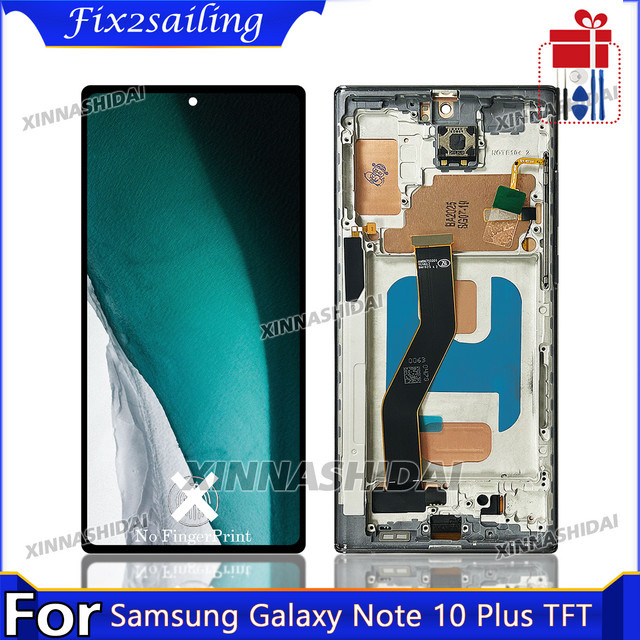 Samsung Note 10 Plus TFT LCD Display mit Touchscreen und Rahmen in Schwarz oder Silber - Bild 1