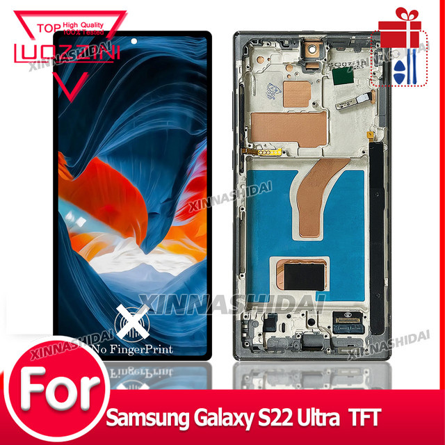 Samsung Galaxy S22 Ultra LCD Bildschirm mit Touch Digitizer und Rahmen für S908U Ersatzdisplay in Schwarz oder Violett - Bild 1