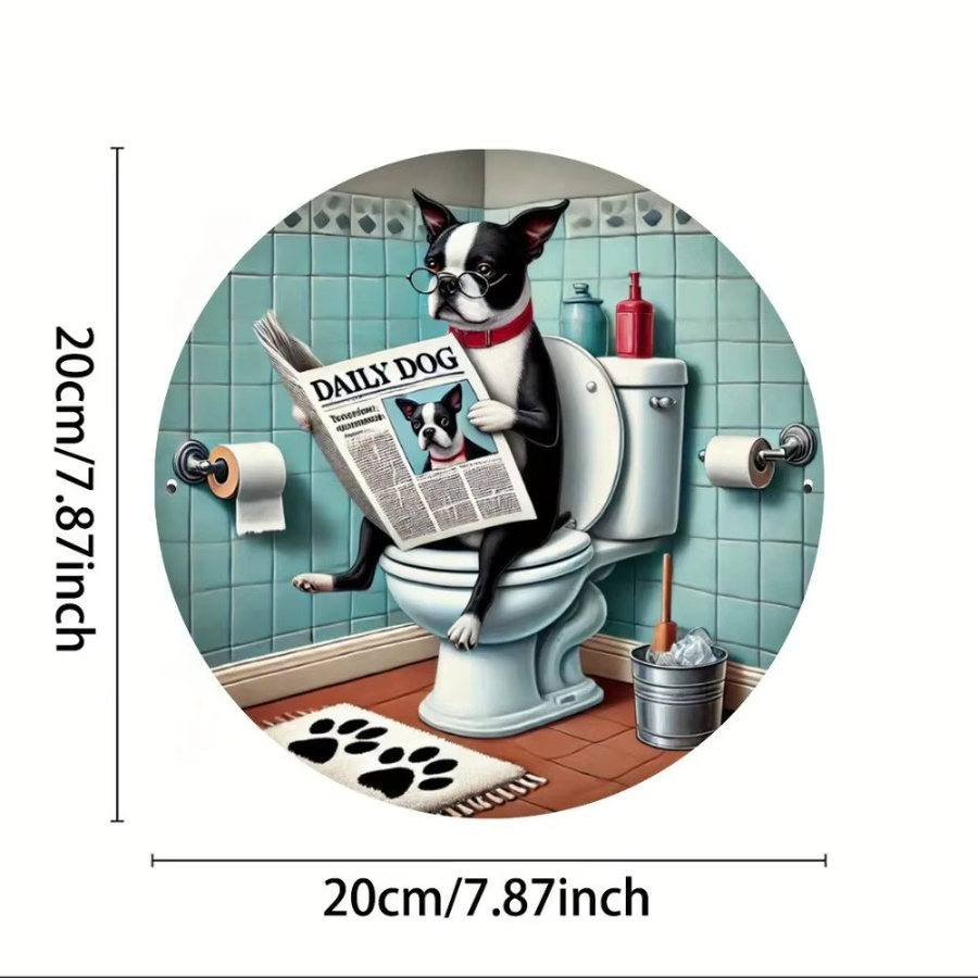 Rundes Metallschild Boston Terrier von CIFBUY als Wandkunst mit HD-Druck in Multicolour - Bild 3