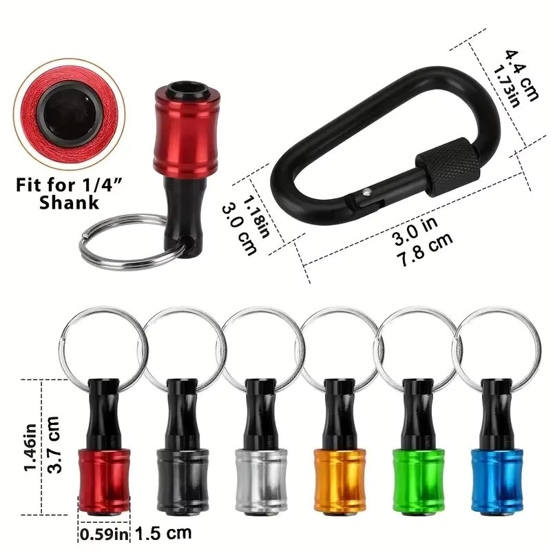6-teiliger Bithalter-Schlüsselanhänger mit 1/4-Zoll-Schnellwechselsystem und Verlängerungsstange in Multicolor - Bild 3
