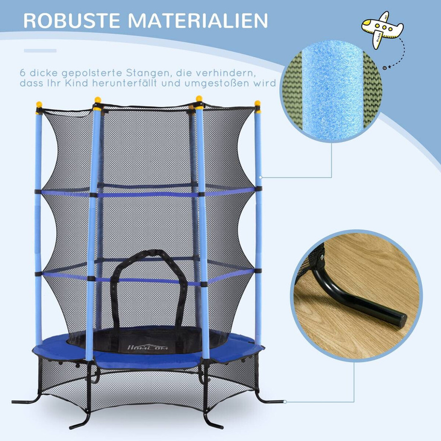 HOMCOM Kindertrampolin mit Sicherheitsnetz und Randabdeckung, Blau - Bild 3