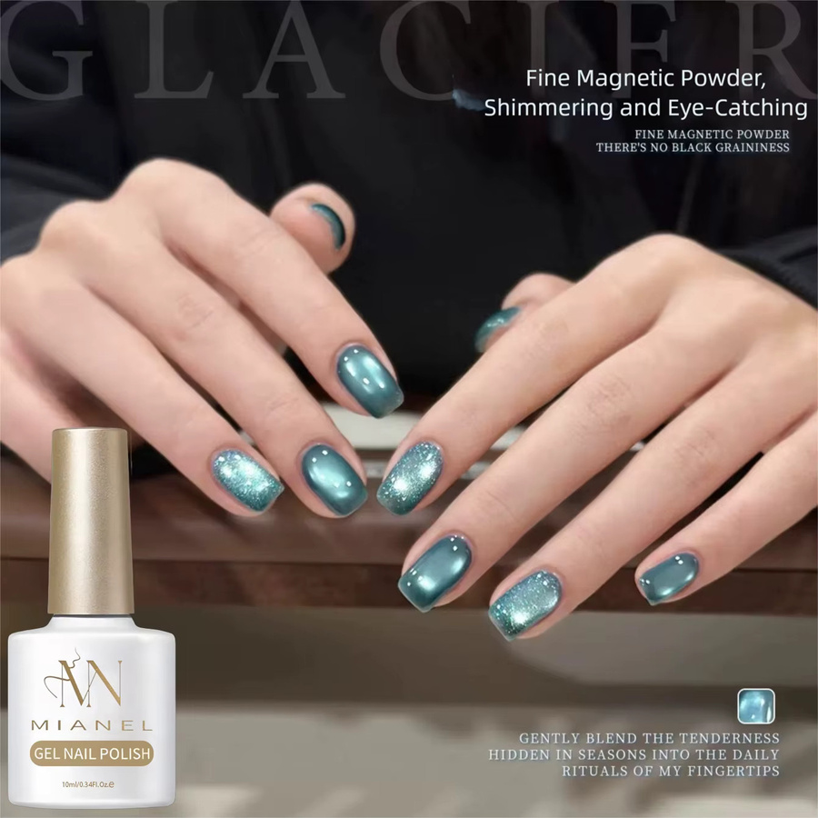 MIANEL Gel-Nagellack, Gletscherblau, schimmernd, 10 ml - Bild 2