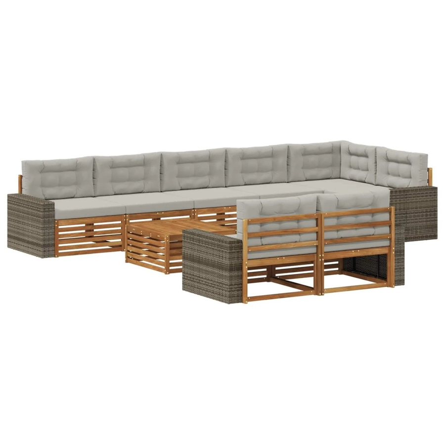 vidaXL Outdoor-Sofagarnitur aus Akazienholz mit 9 Kissen in modernem Design - Bild 2