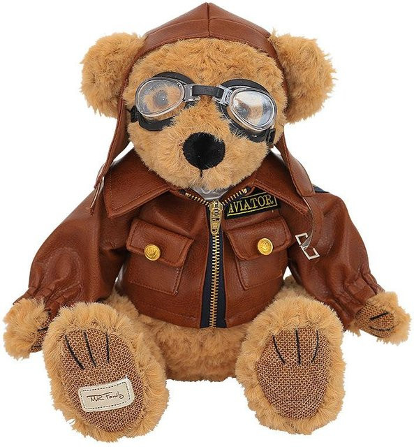 Air Force Bär, Plüschtier Puppe, Pilot Bär, 25cm, beige - Bild 1