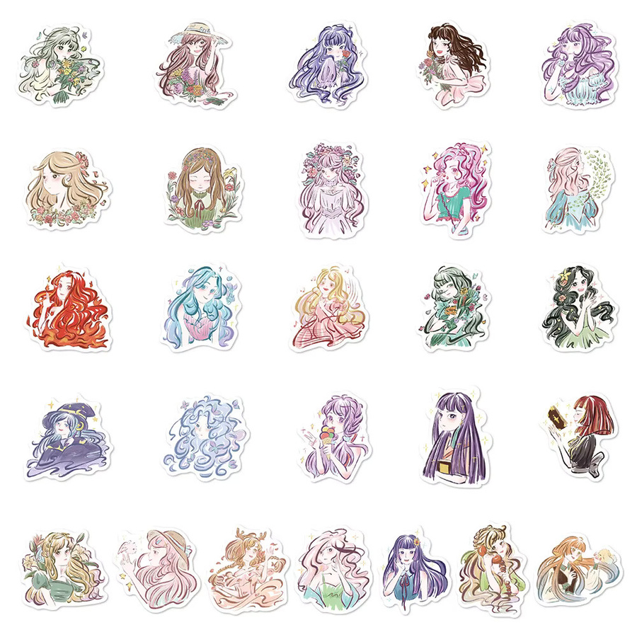 55 oder 110 Stück handbemalte Anime-Illustration Aufkleber in Multicolour für DIY-Dekoration von Notizbüchern und Gepäck - Bild 2