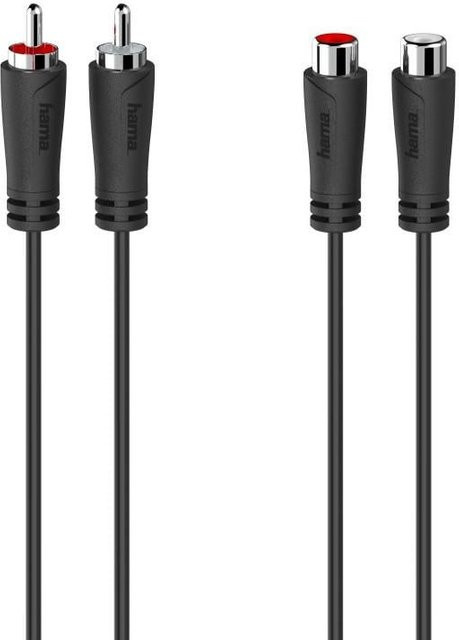 Hama Audio-Verlängerungskabel RCA 2 Cinch-Stecker auf 2 Cinch-Kupplungen, Schwarz, Länge: 1,5 m - Bild 1