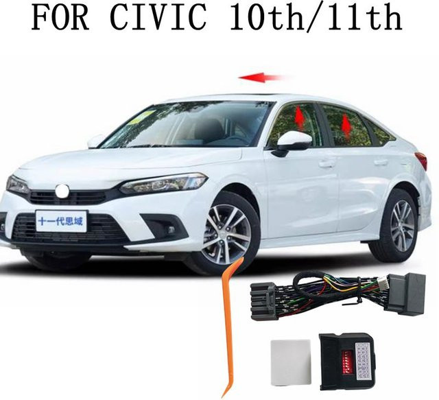 Fitercar Automatisches Fenster schließen und klappbarer Rückspiegel für Honda Civic Typ 10 und 11 in Schwarz - Bild 1