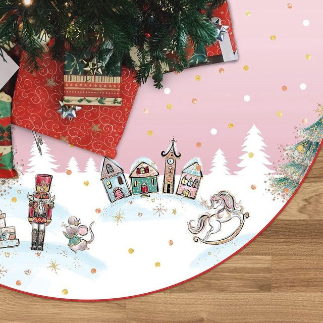 VIKAMA Weihnachtsbaum Matte mit Nussknacker-Cartoon-Design, rund, Durchmesser: 90 cm - Bild 1
