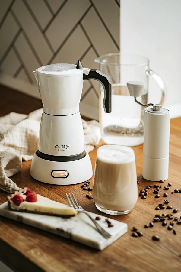 Camry Elektrische Moka Kaffeemaschine, 300 ml, 480 W, Weiß, 6 Tassen, faltbar für Reisen - Bild 6