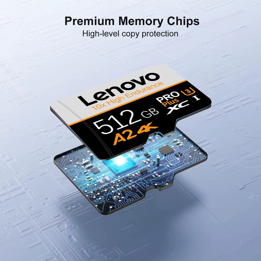 Lenovo Micro-SD-Karte Klasse 10 Hochgeschwindigkeits-Speicherkarte A2 in Schwarz mit 128 GB - Bild 1