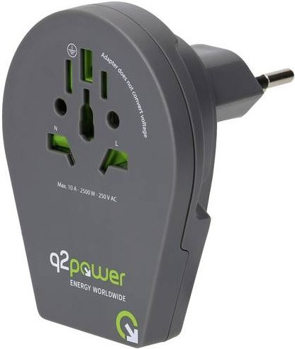 Q2 Power Reiseadapter grau q2-1-1.00200-TH - Bild 1