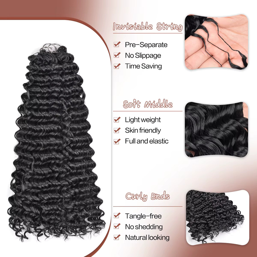 BUDABUDABUDA Synthetische Deep Wave Häkelhaarverlängerung, Unisex - Bild 5