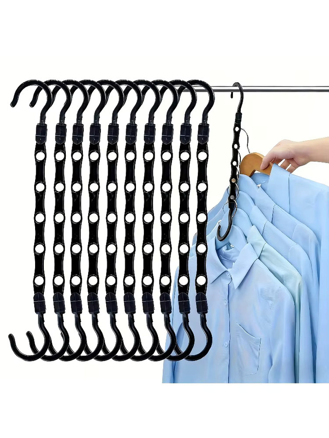 20 Stück Multifunktionale Kleiderbügel von YOCITY in Schwarz, Platzsparende Kleiderschrank-Organizer mit 5-Loch-Design und rutschfester Oberfläche - Bild 5