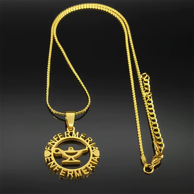 AFAWA Halskette Edelstahl, Gold, Herz Brief Anhänger, Unisex - Bild 4
