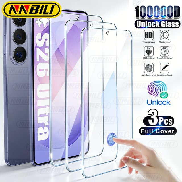 NNBILI 3er-Pack Ultra HD Gehärtete Glas-Displayschutzfolien für Samsung Galaxy S26 S25 S24 S23 S22 S21 Ultra und S24 S23 FE, Transparent - Bild 1