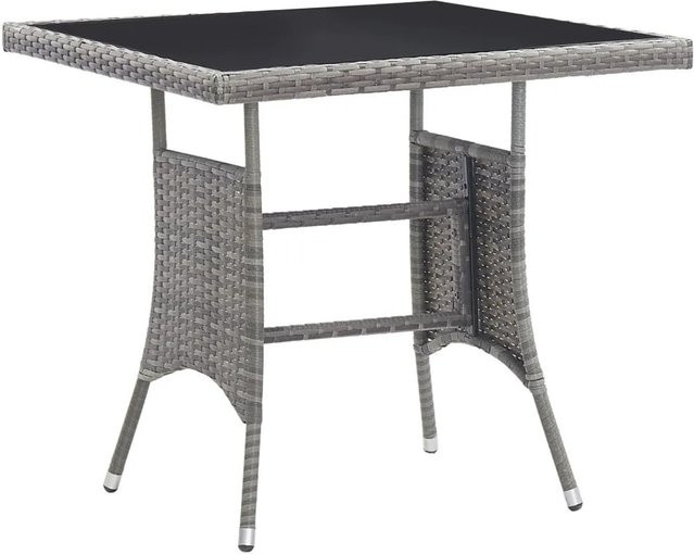 Furnicato Gartentisch aus grauem PE-Rattan mit Glasplatte für Garten und Terrasse, B/T/H: 80 x 80 x 74 cm - Bild 1